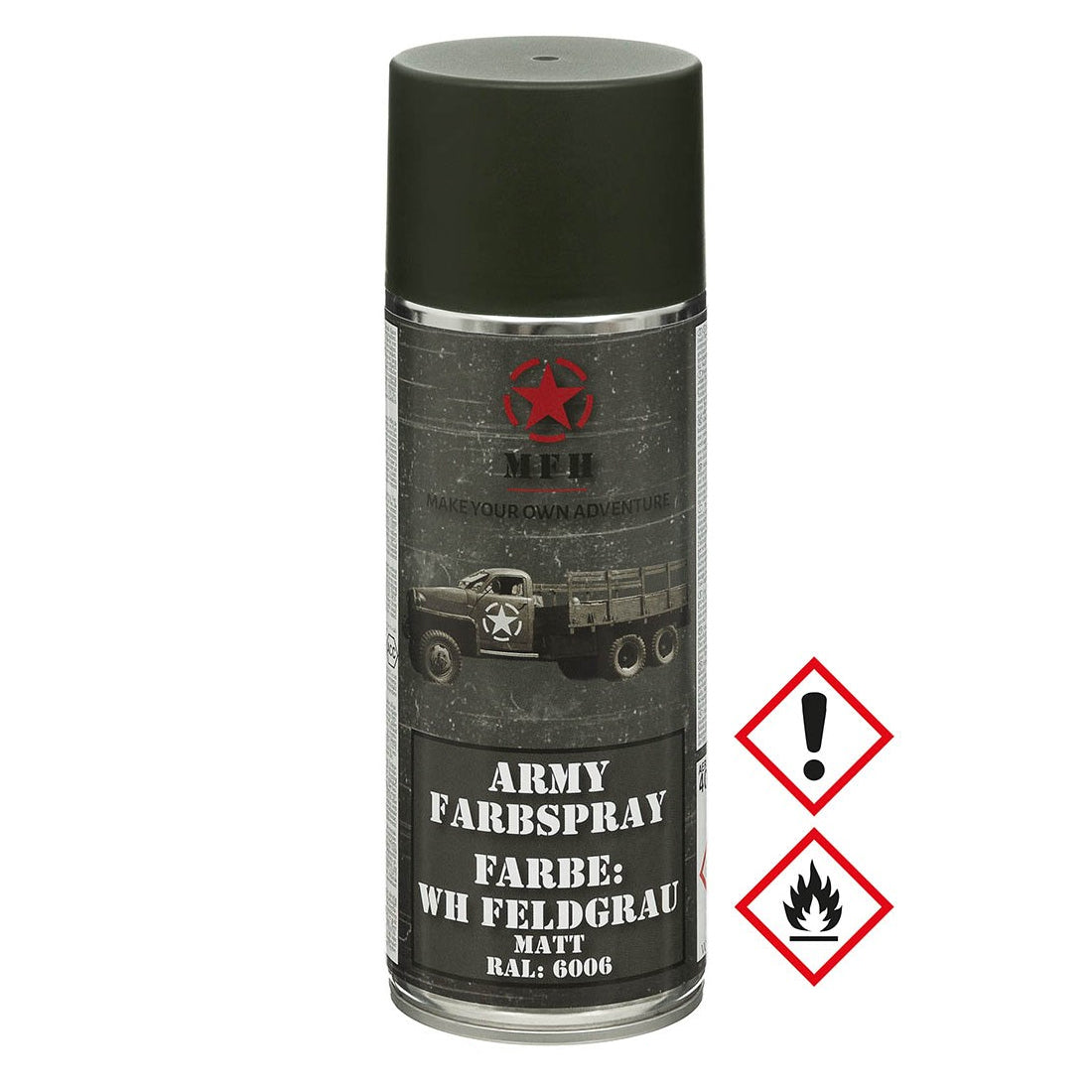 Bombe de peinture militaire, WH FIELD GREY, mat, 400 ml