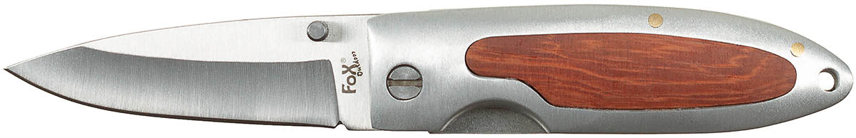 Klappmesser, Einhand, silber, Holzeinlage
