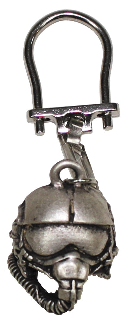Schlüsselanhänger, Metall, Pilotenhelm, silber