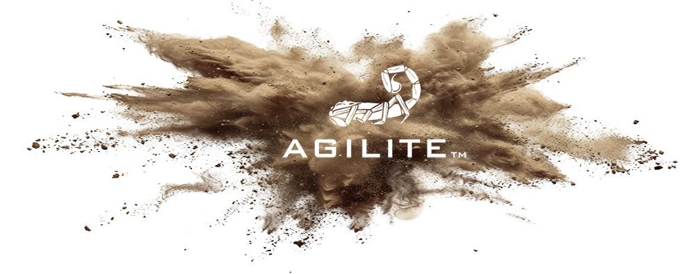 Markenlogo von Agilite mit Sand im Hintergrund