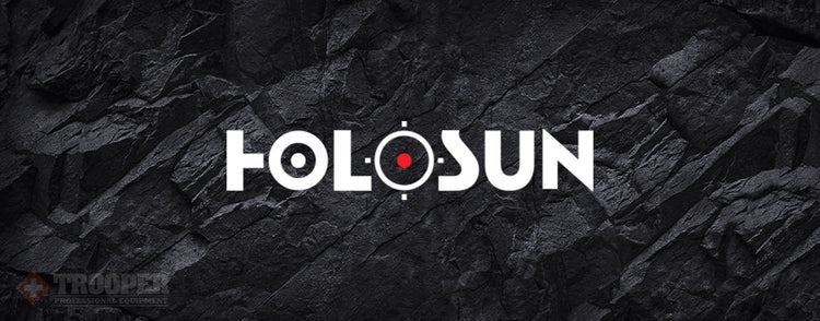 Markenlogo Holosun vor schwarzem Schieferstein