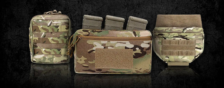 Guerteltaschen und Pouches von warrior assault systems vor dunklem Hintergrund