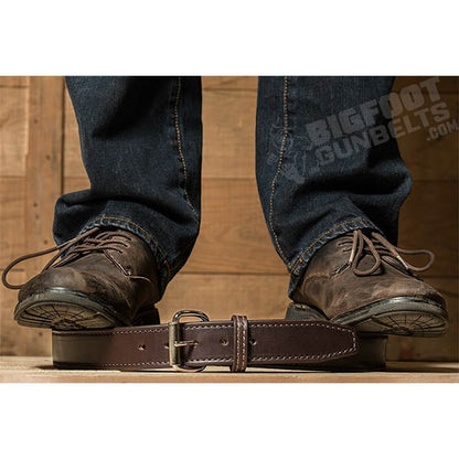 CEINTURE DE FUSIL, ceinture en cuir robuste 14 oz CEINTURE DE FUSIL EN CUIR, âme en acier, marron