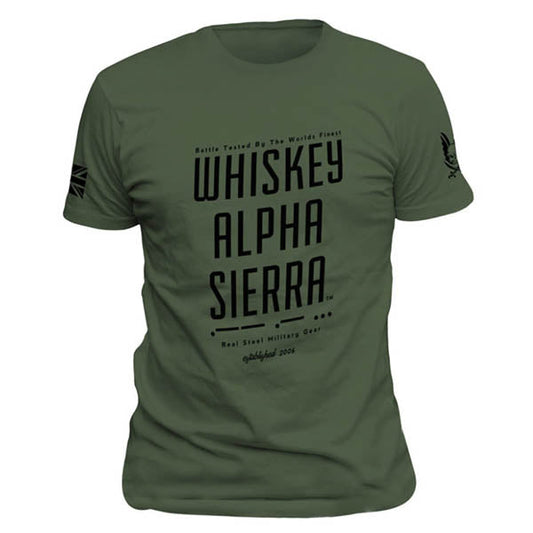 WARRIOR ASSAULT SYSTEMS, T-Shirt WHISKEY ALPHA SIERRA WAS T-SHIRT, OD green
