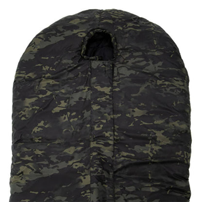 Sac de couchage en fibres synthétiques DEFENSE 4, multicam/noir, taille M, fermeture éclair au milieu
