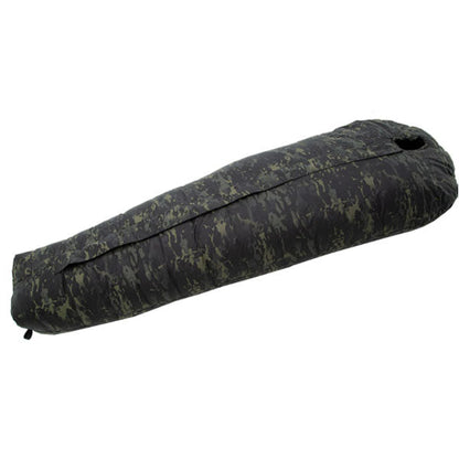 Sac de couchage en fibres synthétiques DEFENSE 4, multicam/noir, taille M, fermeture éclair au milieu