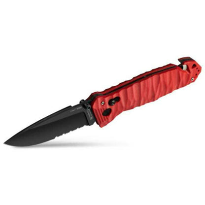 Coltello pieghevole CAC S200, lama seghettata, G10, rosso