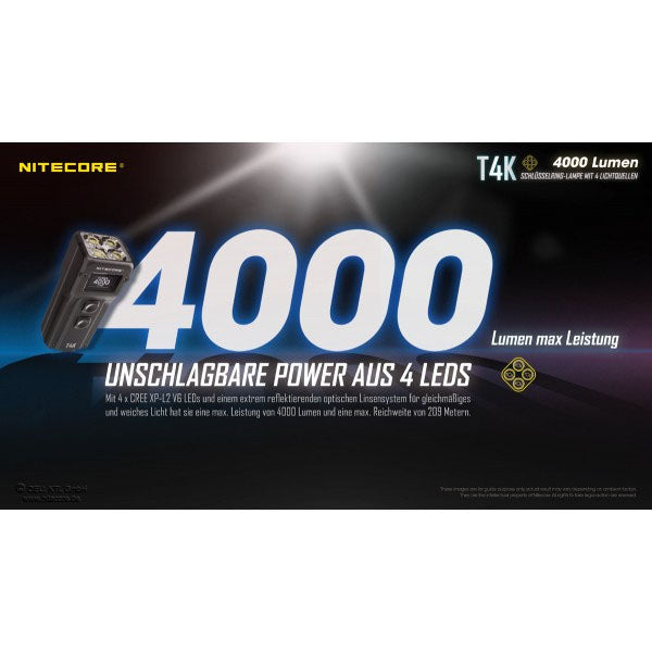 LED-TASCHENLAMPE T4K - 4'000 Lumen (inkl. Akku)