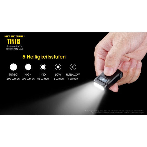 NITECORE LED-TASCHENLAMPE TINI 2, 500 Lumen (inkl. Akku), black