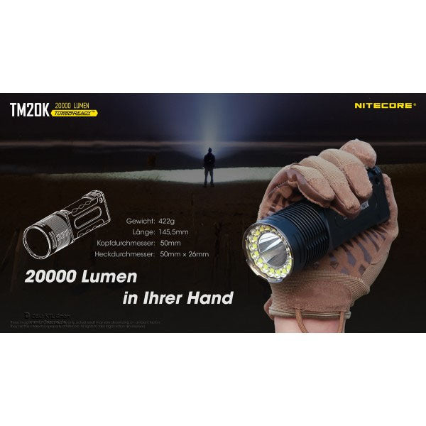 NITECORE, taktische LED-Taschenlampe TM20K, 20'000 Lumen, inkl. Akkus