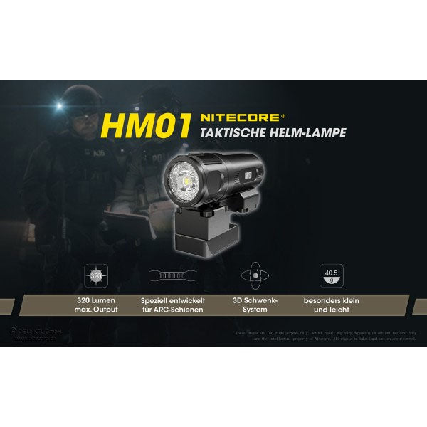 LED-HELMLAMPE HM01 - 320 Lumen (inkl. CR123A Batterie), schwarz