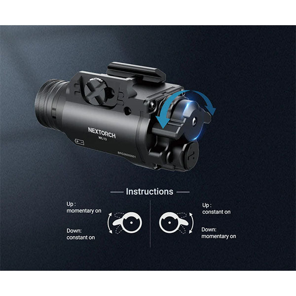 Lampe tactique NEXTORCH WL13 Noire 1300 lumens pour armes Lampe tactique NEXTORCH WL13 Noire 1300 lumens pour armes