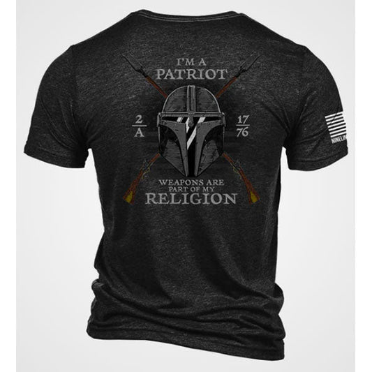 NINE LINE, T-Shirt 2A MY RELIGION, charcoal black