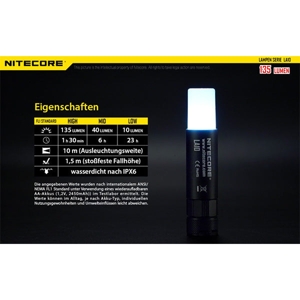 LED-TASCHENLAMPE LA10 - 135 Lumen (ohne Batterie)