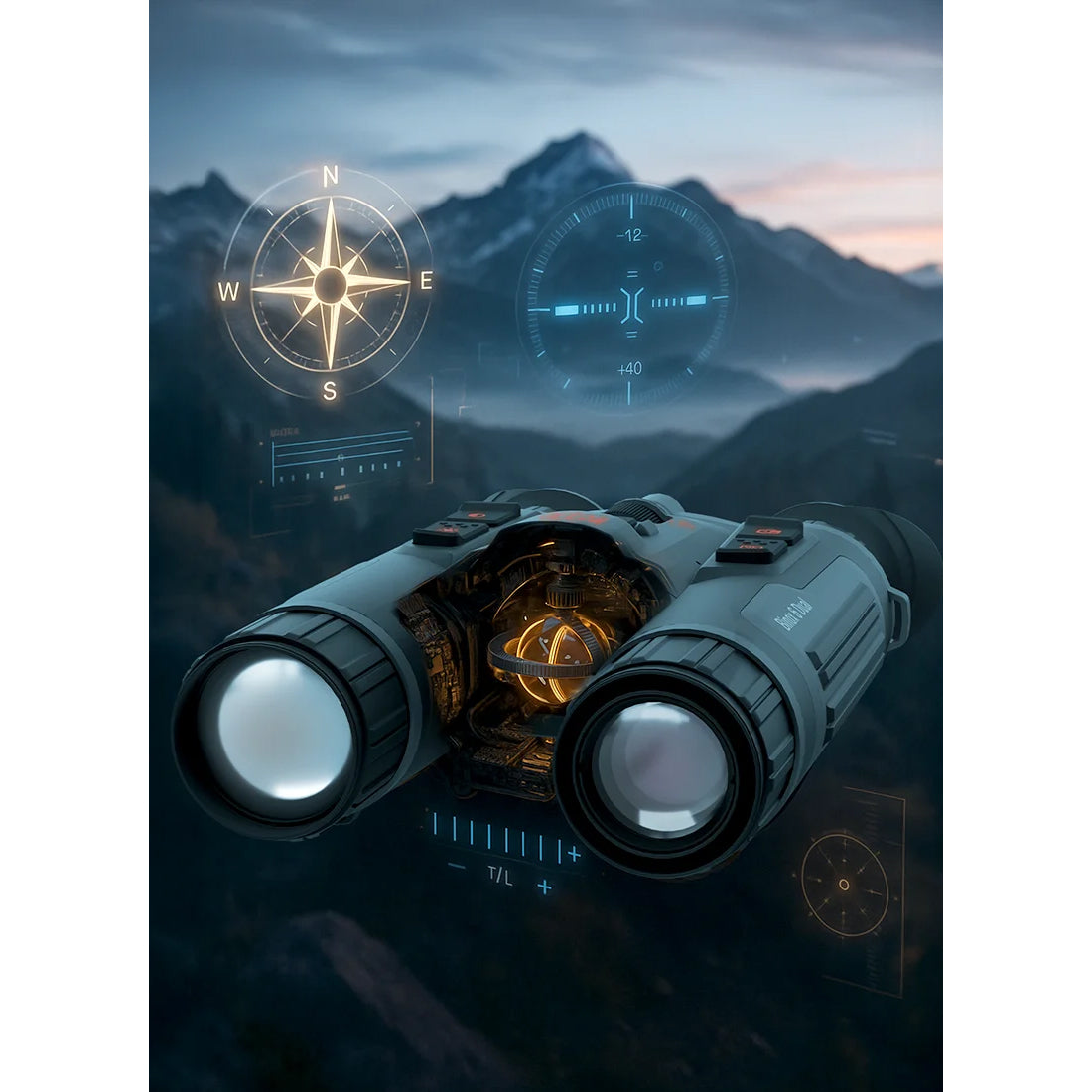 Jumelles multispectrales Binox-6 Dual 256x192, 6-48, 4 en 1 avec télémètre laser