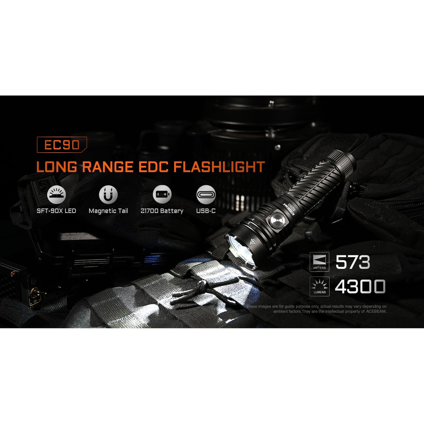 LED-Taschenlampe EC90, 4'300 Lumen (inkl. Akku)