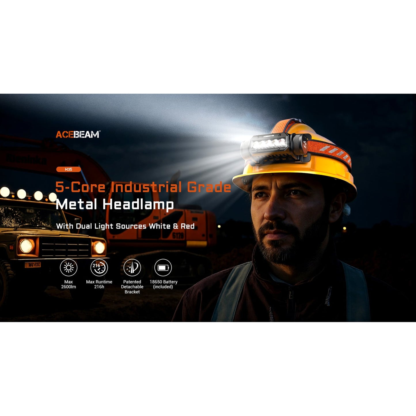 LED Stirnlampe H35, 2'600 Lumen (inkl. Akku)