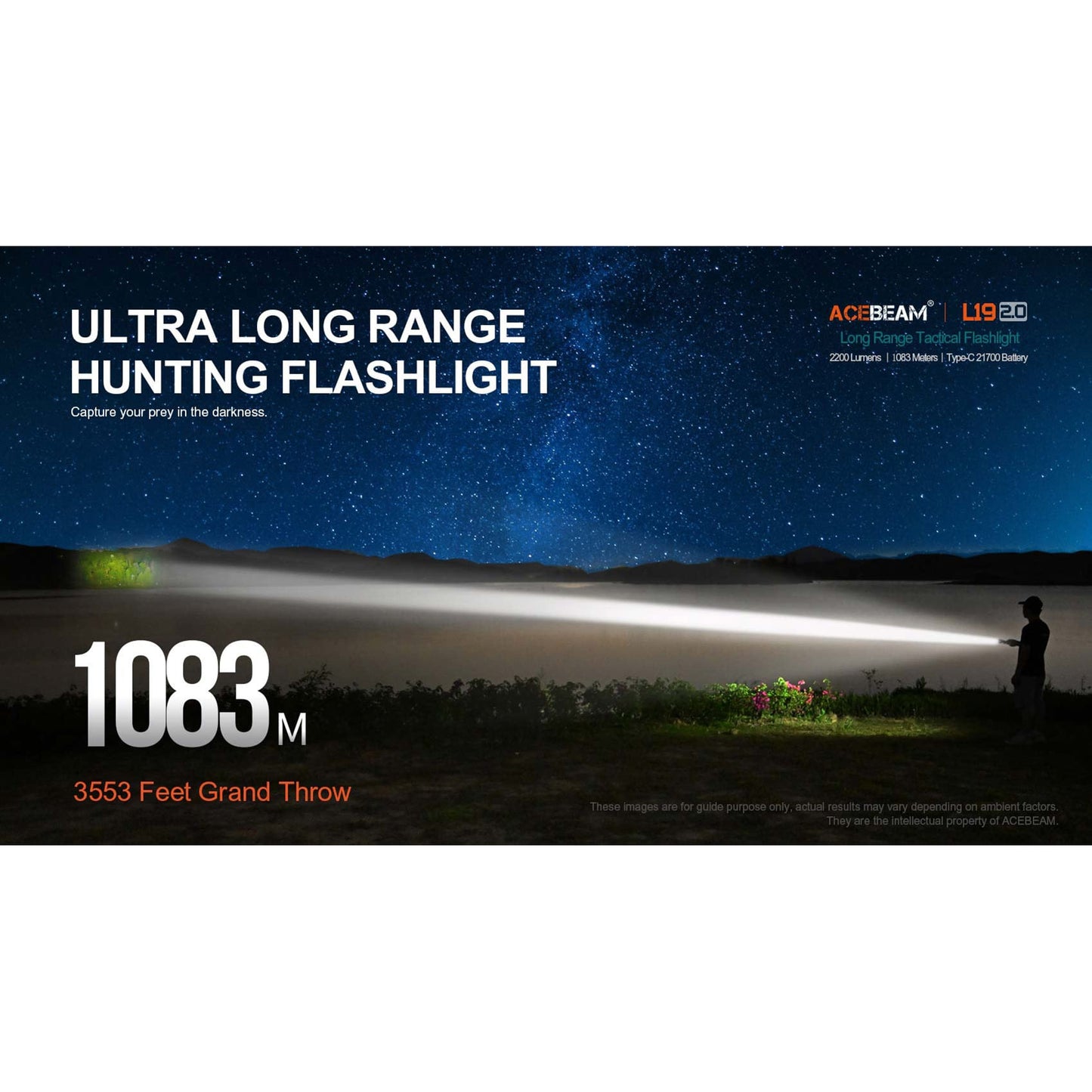 Taktische LED-Taschenlampe L19 2.0, 2'200 Lumen (inkl. Akku)