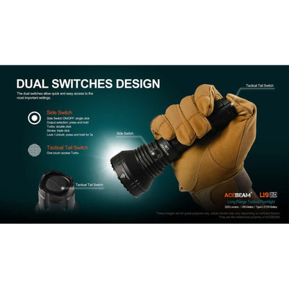 Taktische LED-Taschenlampe L19 2.0, 2'200 Lumen (inkl. Akku)