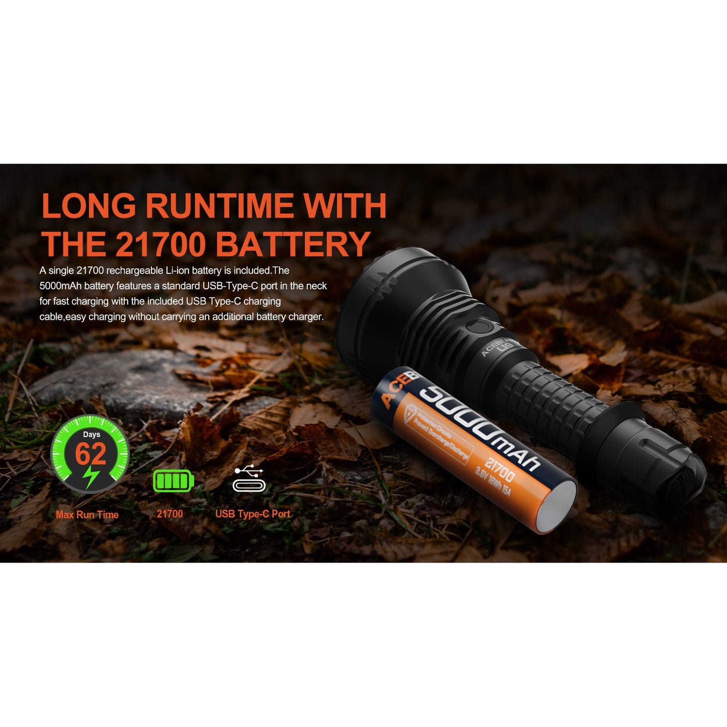 Taktische LED-Taschenlampe L19 2.0, 2'200 Lumen (inkl. Akku)