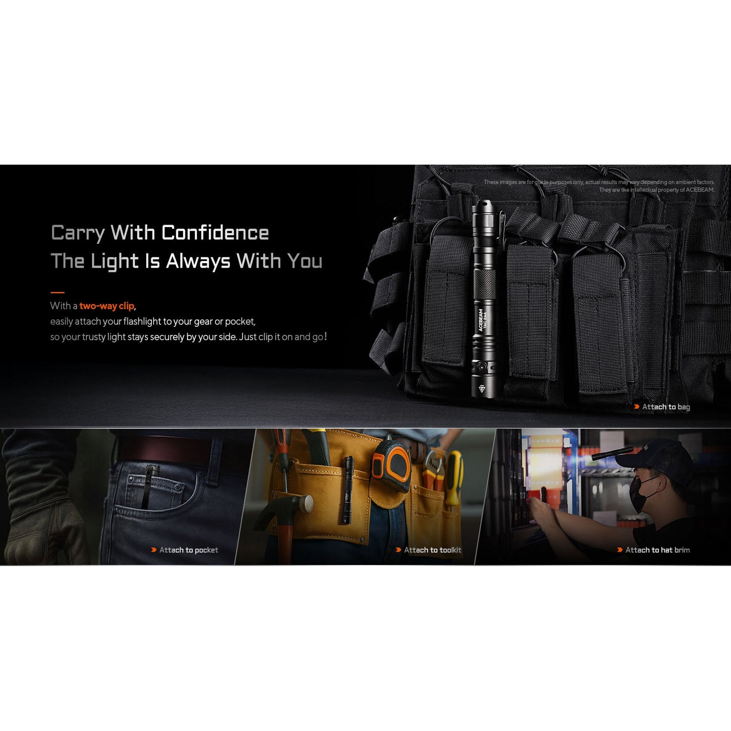 Taktische LED-Taschenlampe TAC 2AA, 1'600 Lumen (inkl. Akku)