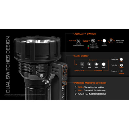 LED-Taschenlampe X75, 80'000 Lumen (inkl. Akku)