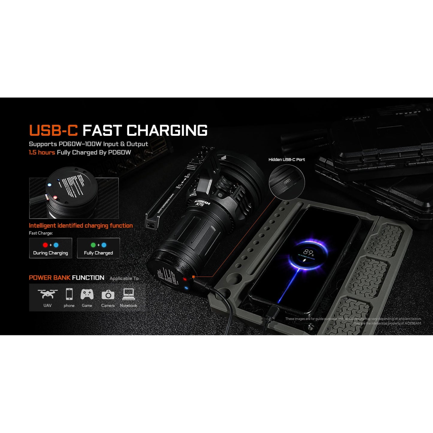 LED-Taschenlampe X75, 80'000 Lumen (inkl. Akku)