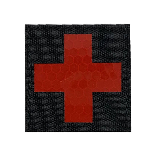 Morale Patch Klettabzeichen MEDIC CROSS reflective/Laser - red/black