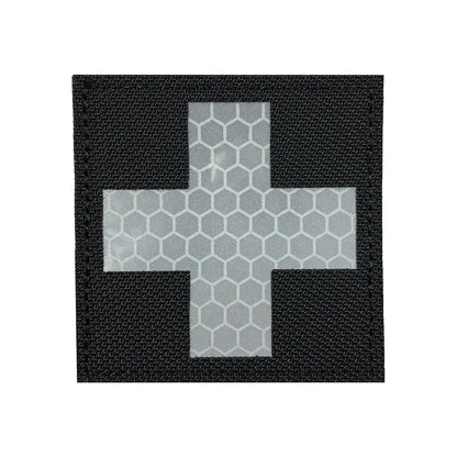 Morale Patch Klettabzeichen MEDIC CROSS reflective/Laser - white/black