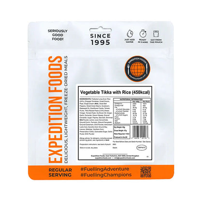 EXPEDITION FOODS, Vegetable Tikka with Rice (450 kcal) [Vegetarian, Gluten Free]