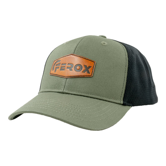 Casquette de baseball FEROX similicuir badge, mesh Ranger Vert/Noir