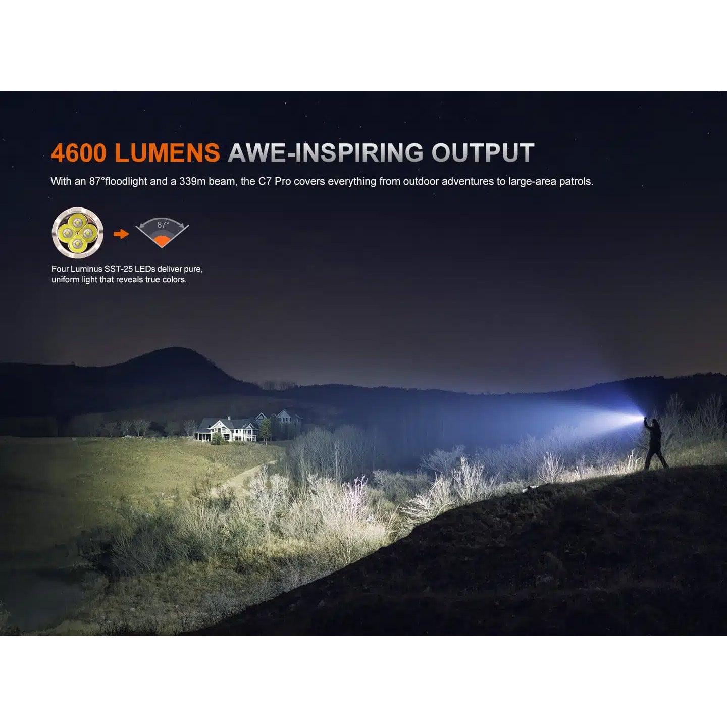 Torcia LED C7 PRO, 4'600 lumen, incl. batteria