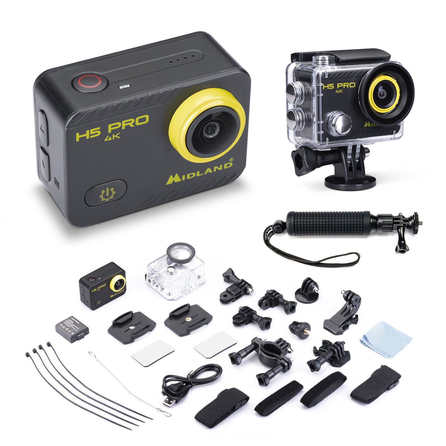 H5 Pro Action Cam 4K + Monopod + Zubehör