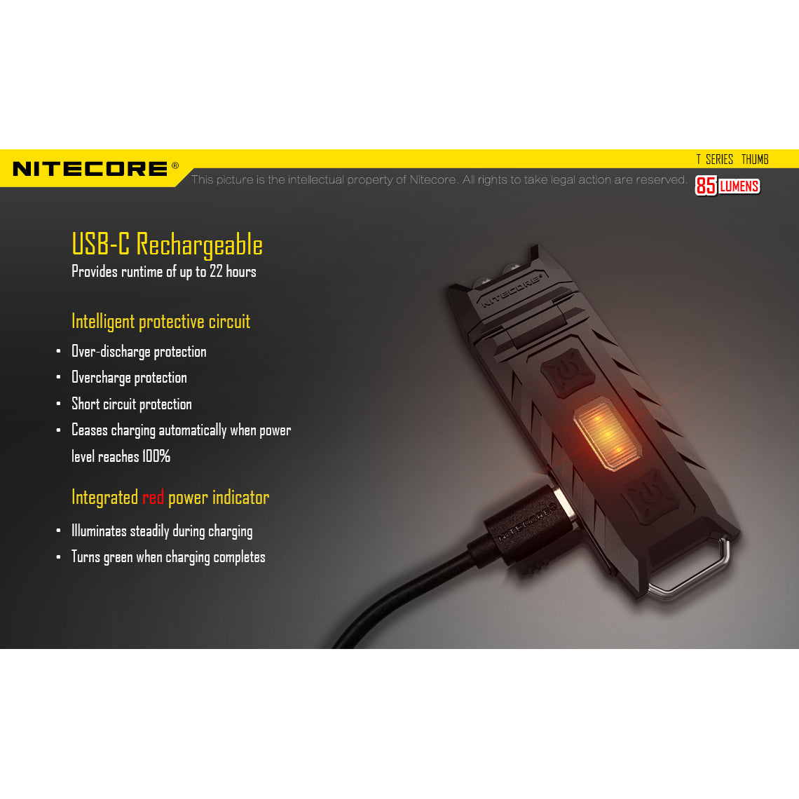 TORCIA LED DA POLLICE - 85 lumen (inclusa batteria con connessione micro-USB)