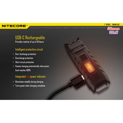 LED-TASCHENLAMPE THUMB UV - 45 Lumen (inkl. Akku mit USB-C-Anschluss)
