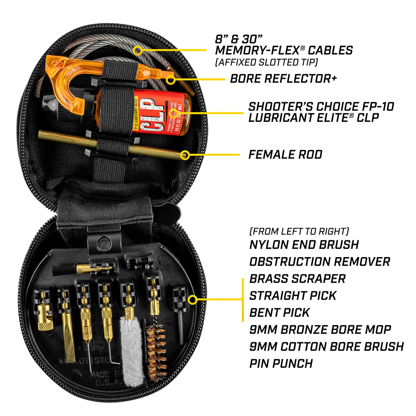 Kit di pulizia per pistole da 9 mm per pistole e fucili