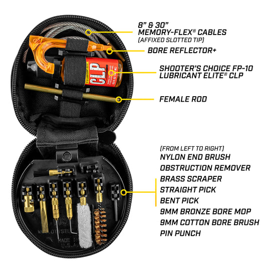 Kit de nettoyage pour pistolets et carabines 9 mm