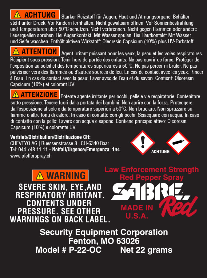 Spray au poivre RSG MK-20 STREAM avec clip ceinture, jet, 30ml