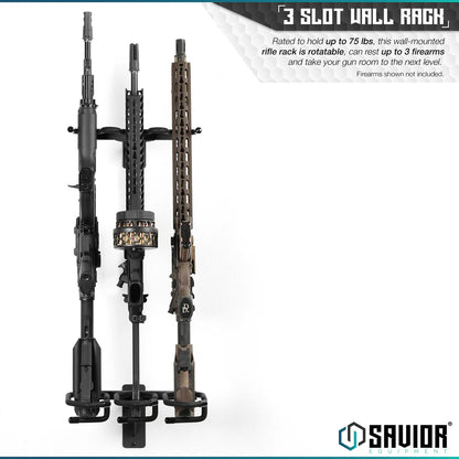 Rifle Wall Rack – 3 Slots, Black