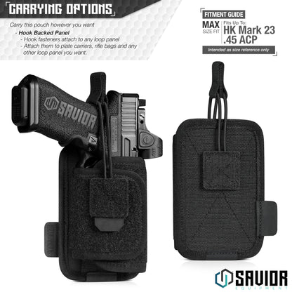 Universal Pistol Holster w/ Hook Backing, Black