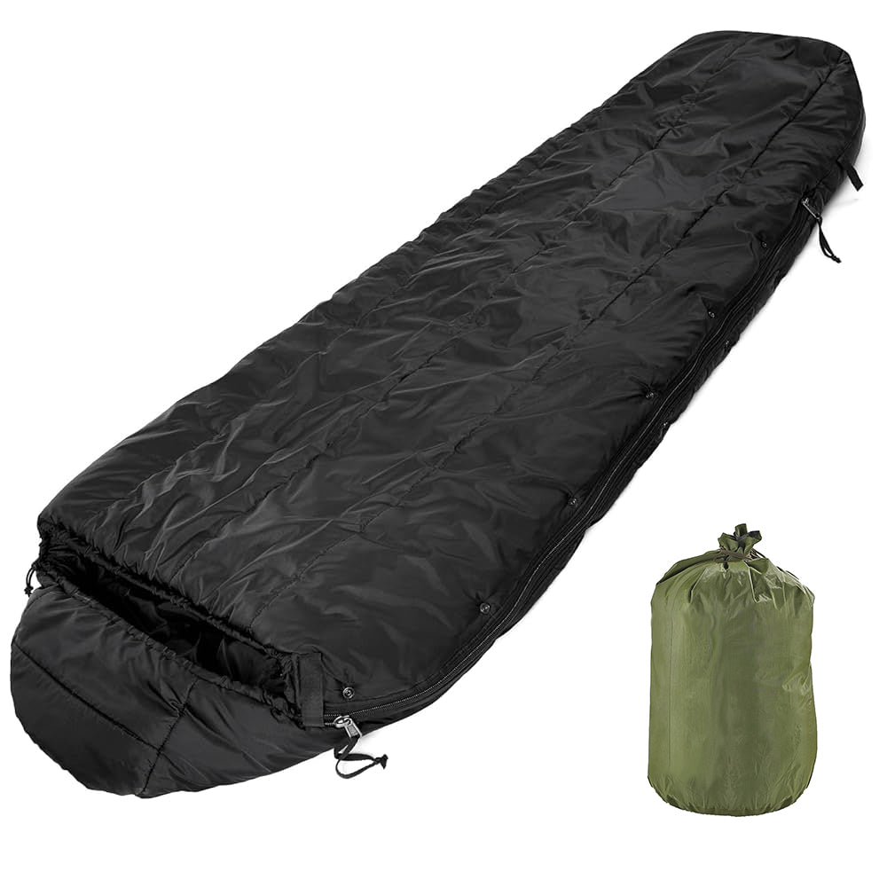 Sacco a pelo originale dell'esercito americano Sleeping Bag Intermediate Cold, lunghezza extra lunga, nero
