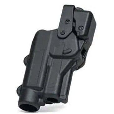 Fondina Rapid Force Duty V3 con ampia compatibilità con la luce e cappuccio rimovibile - Cintura Mid Ride, mano sinistra, nera