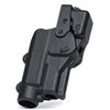 Fondina Rapid Force Duty V3 con ampia compatibilità con la luce e cappuccio rimovibile - Mid Ride Belt Slide, mano destra, nera