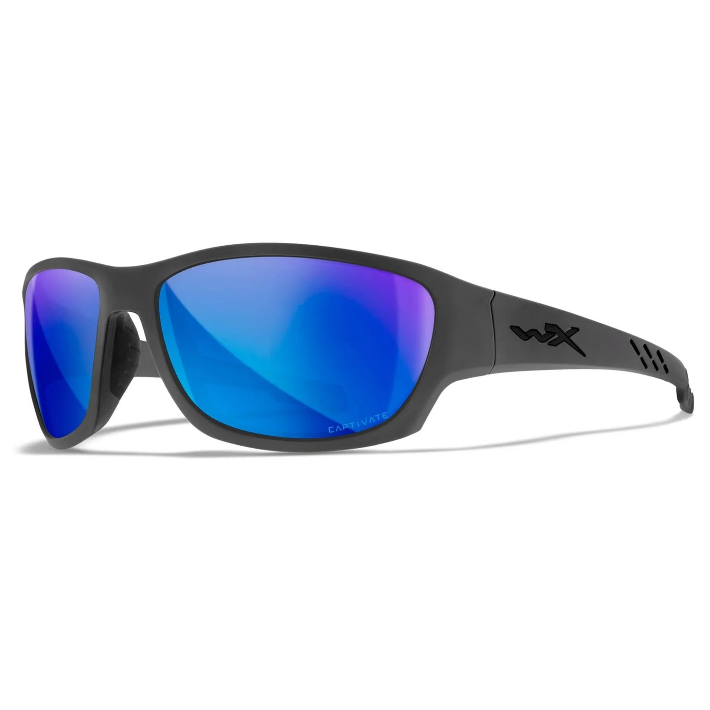 Verres WX CLIMB : CAPTIVATE™ Polarisé bleu miroir, Monture : gris mat