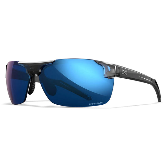 Lenti WX PRIME: CAPTIVATE™ Polarized blu a specchio, Montatura: grigio cristallo lucido
