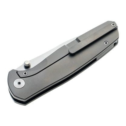 Esox V2, M390, Gray, Ti-Thumbstud, Satin