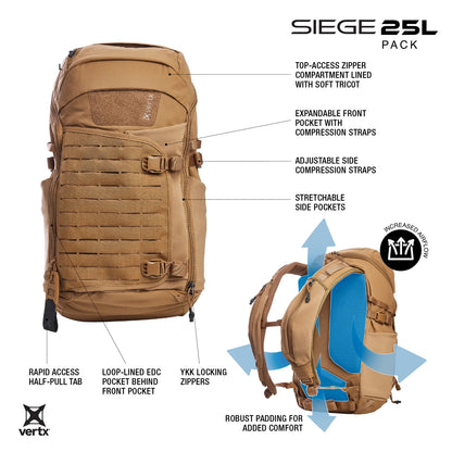 Siege Tactical Backpack, 25 Liter