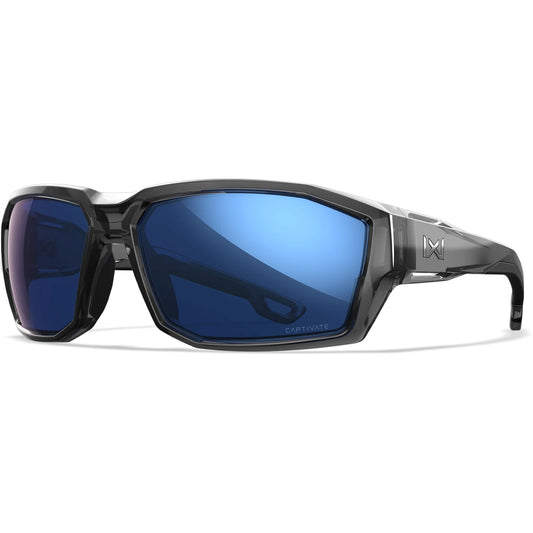 Lunettes de soleil WX Alpine, monture gris cristal brillant avec verres miroirs bleus polarisés CAPTIVATE™