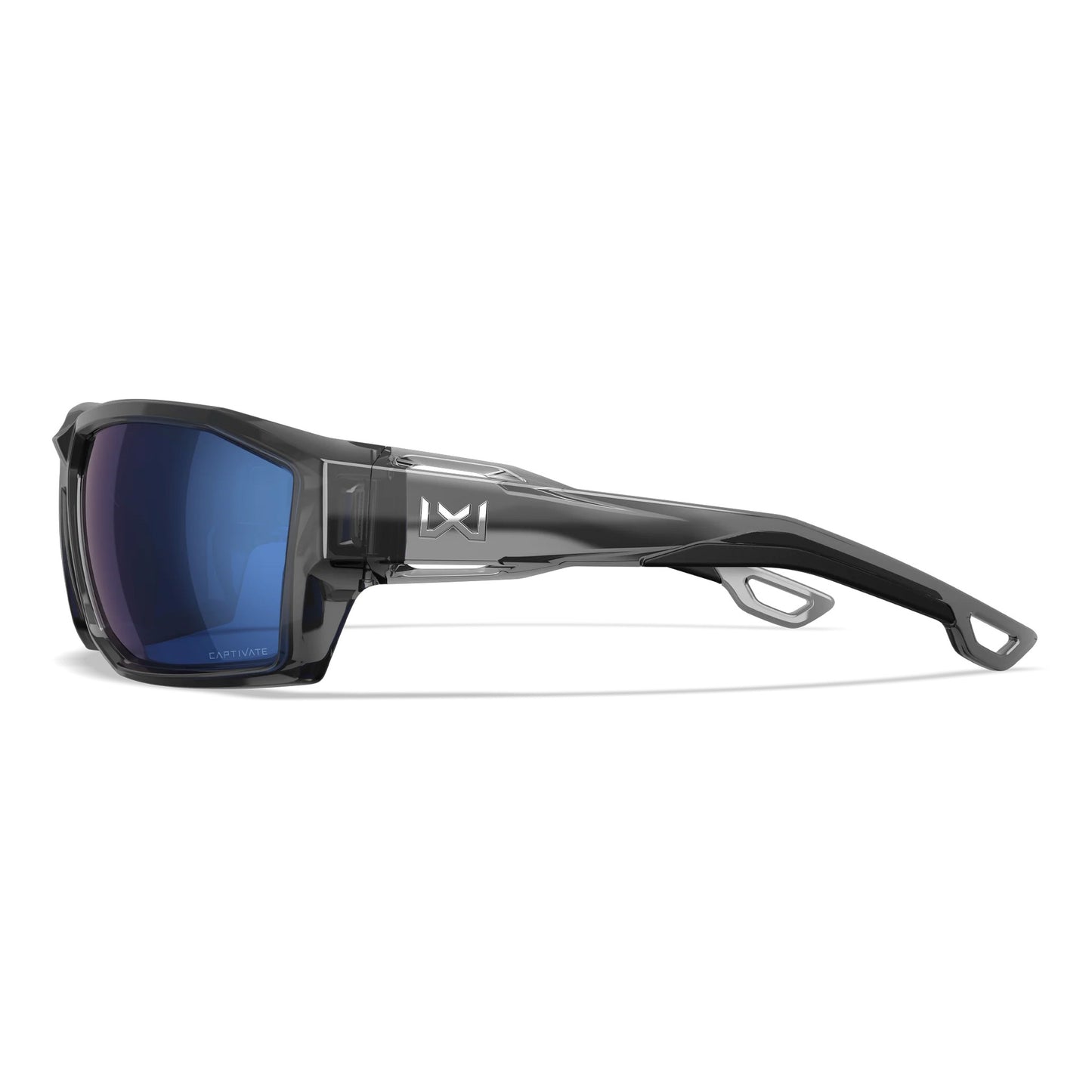 Lunettes de soleil WX Alpine, monture gris cristal brillant avec verres miroirs bleus polarisés CAPTIVATE™