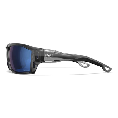 Lunettes de soleil WX Alpine, monture gris cristal brillant avec verres miroirs bleus polarisés CAPTIVATE™